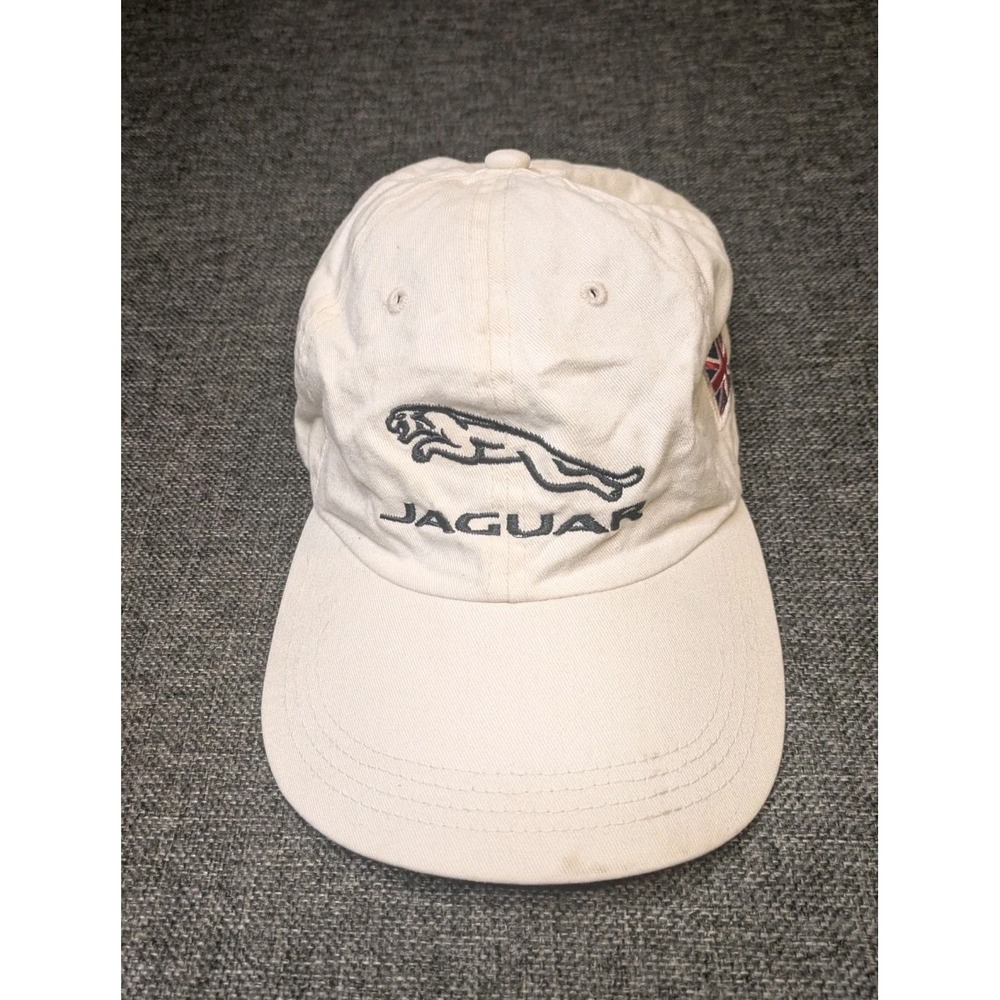 Vintage Jaguar Car Hat Cap Strapback Mens One Size White Automotive Logo